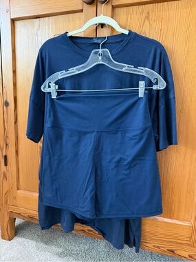 Nuuds Navy Oversized Tee and High-Waist Elevate Biker Shorts Set